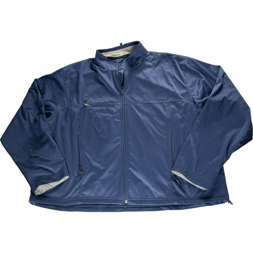 Turfer Athletic Mens Windbreaker Jacket Navy Blue 3XL Polyester Full Zip Solid